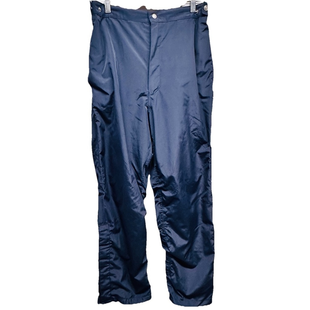 Sunice Golf Rain Pants Mens Size M Lined Side Zippers Windbreaker Navy Blue FLAW